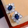 Stud Earrings CAOSHI Fancy Lady Brilliant Blue Crystal Accessories For Women Luxury Temperament Female Wedding Party Jewelry