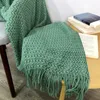 Blankets TONGDI Soft Warm Plaid Lace Fringed Knitting Wool Blanket Pretty Gift Decor For Summer Sofa Girl All Season Handmade Sleeping 230414