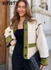 Mulheres jaquetas elegante retalhos cardigan casaco feminino casual singlebreasted bolso solto manga longa jaqueta feminina outono inverno casacos curtos 231113