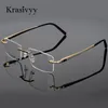 Lunettes de soleil Cadres Krasivyy Marque Pure Rimless Lunettes Cadre Hommes Haute Qualité Carré Prescription Lunettes Hommes Myopie Optique Lunettes 231113