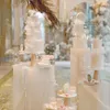 Fournitures de fête Grand événement Décoration de fête Table à dessert pliante en papier avec lumière LED Colonne romaine ronde Guide de route de mariage Support à fleurs