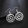 Kolczyki Dangle 925 Sterling Silver Charm Spiral Circle for Women Luksusowe modne przyjęcie weselne