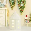 Dekoracje świąteczne świąteczne białe ceramiczne ozdoby domowe LED LED Festiwal dekoracje dekoracje domowe stożkowe domek świąteczne światło 231113