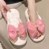 Gai Koreli Slik Bowtie Flip Flops Kadın Yumuşak Sole Bulut Terlik Ayakkabı Kadın Yaz Platformu Düz Topuklar Sandals Kadın Slaytları 230414