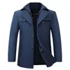 Men's Jackets Autumn and winter middleaged men fashion highend atmospheric wool overcoat in the long thickened woollen coat 231113