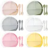 Copos pratos utensílios utensílios não tóxicos de silicone para crianças de mesa de mesa de alimentação Bandeja de alimentos da moda com tampa de treinamento de treinamento para recém -nascidos AA230413