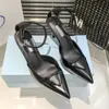 Gatto femmina tacchi alti sandalo con cinturino classico triangolo a Loog in pelle Sandals Sandals pantofole scarpe di lusso