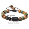 Strand Trendy 12 Constellations Africa Turquoise Natural Stone Round Bead Armband Justerbart flätat rep för kvinnliga män smycken