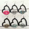 Dangle Earrings Laser Cut Wood Heart Leopard Lip For Women 2023 Unique Designer Jewelry Girl Friend Gifts Her