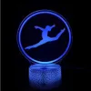 Nocne światła 3D Gymnastics Optyczna lampa iluzja akrylowa LED Light Light 16 Kolory z zdalnym kontrolą dekoracji USB Dekoracja urodzinowa prezent świąteczny Q231114