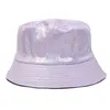 Party Favor Shinny Party Laser Bucket Hat Stage Wear Pu Leather Sparkle Wide Brim Fisherman Hats Christmas Music Festival Holographic Dhnc4