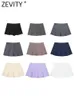 Women's Shorts ZEVITY Women High Waist Wide Pleats Design Slim Skirts Female Side Zipper Culottes Chic Pantalone Cortos P2576 230413