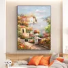 Painting Poster and Prints Abstract Mediterranean Sea Garden Landscape Oil on Canvas Modern Wall Picture for Living Room Decor