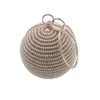 Luxury Round Evening Hand Bag Girls Women Glitter Silver Gold Party Clutch Bag Bling Crystal Rhinestone Ball Purse E27