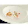 Stud Pearl Butterfly Earrings Hollow Rhinestone Ear Gold Crystal For Women Earring Jewelry Drop Delivery Dhgarden Dhjm2