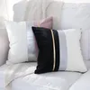 Poduszka szara różowy aksamitne złoto szwaj sofa prosta poduszka poduszka poduszki skórzana pokrywa pu 30x50/45x45cm