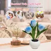 Table Lamps LED Tulip Table Lamp Bedside Night Light Simulation Flower Lamp Romantic Atmosphere Desklamp Birthday Christmas Gift Home Decor R231114