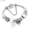 Baopon Dropshipping Vintage Silver Color Charms Armband för kvinnor DIY Crystal Pärlor Märke armband Kvinnor Pulseira smycken231114