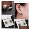 Stud Kristall Skl Ohrringe für Frauen Männer Persönlichkeit Gold Sier Rose Farbe Piercing Ohrstecker Halloween Drop Delivery Schmuck Dhgarden Dhg9Q