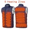 Herrenwesten 9 beheizte Weste Zonen elektrisch beheizte Jacken Männer Frauen Sportbekleidung beheizter Mantel Graphene Heat Coat USB-Heizjacke für Camping 231113