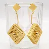 Dangle Earrings Drop Square Ear Clip Oversized Exquisite African 24K Gold Plated WeddingEngagement Jewelry