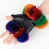 Beş parmak eldiven parmaksız eldiven doğal tavşan kürk kış moda sıcak orijinal deri eldivenler 231114