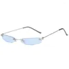 Sunglasses Design Mini Small Rimless Women Men Fashion Vintage Travel Oval Metal Punk Sun Glasses For Female UV400