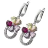 Necklace Earrings Set Fleure Esme Women Wedding (ring/earring/pendant) Pink Purple Morganite Peridot Cubic Zirconia Rhodium