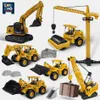 Diecast Model Cars UKBOO Engineering Car Plastic Diecast Vehicle Crane Excavator Bulldozer Forklift Truck City Construction Toys for Boys KidsL231114