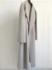 Women's Wool Blends Women Woolen Long Coat Winter Side Slit Big Turn-down Collar Warm Jacket Camel Black Grey Color Mid-Length Outwear Tops 231114