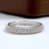 Anneaux de cluster 3mm Full Diamond Bague S925 Sterling Argent Haute Qualité Zircon Femmes Bandes De Mariage Fine Bijoux Goutte