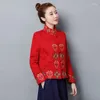 Etnische Kleding Traditioneel Chinees Voor Vrouwen Retro Jacquard Borduren Mandarijn Jas Tang Pak Dames Tops TA1921