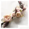 Headpieces 3Pcs/Set Bride Mori Headdress Dry Lace Princess Bohemian Country Flower Hair Pinch Set Korean Bridal Wedding Je Dhkwb