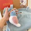 Keychains Pretty Bird Cute Real Sheep Fur Stylish Bag Pendant Keychain Doll Christmas Gift Key RingKeychains