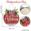 Dekorative Blumen aus Holz Amerikanischer Unabhängigkeitstag Kranz Happy USA Cheer 4. Juli 2023 Türgirlande US National Home Dez