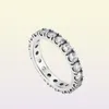 Sparkling Row Eternity Ring 925 Sterling Silver Women Mens Full CZ Diamond Wedding Gift Biżuteria do kochanków Pierścienie z oryginalnym pudełkiem 9437793