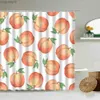 Cortinas de chuveiro pêssego laranja abacaxi impresso cortina de chuveiro verão frutas tropicais frescas banheiro art deco cortinas de tecido à prova d'água r231114