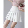 Skirts Sexy Women Pleated Skirt Summer High Waist Chic A Line Ladies Pink Mini Skirt Korean Zipper Preppy Style Girls Dance Skirts 230414