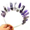 Pinces à cheveux en cristal violet naturel, diadème à Quartz, accessoires de couronne, couvre-chef de mariée, bandeaux pour femmes, bijoux de mode d'halloween, cadeau, épingle à cheveux