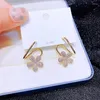 Studörhängen High End Designer CZ Crystal Flower For Women Gold Color Luxury Cubic Zircon Jewelry