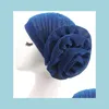 Chapeaux de fête Chapeau de bal Femmes Foulard Turban Cap Indien Musulman Pois Soie Brillante Grande Fleur Bandeau Élastique Cadeaux De Chimiothérapie Drop Del Dhjpn