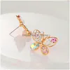 Stud Pearl Butterfly Earrings Hollow Rhinestone Ear Gold Crystal For Women Earring Jewelry Drop Delivery Dhgarden Dhjm2