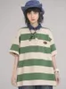 T-shirts pour femmes Harajuku chemise rayée femmes à manches courtes haut femme surdimensionné t-shirt col polo dames mode Preppy Style t-shirts été