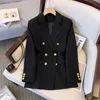 Damenanzüge, Blazer, Schwarz, Khaki, modische Blazer für Damen, Jacken, Frühling, Sommer, Büro, lange Damenmäntel, gekerbte zweireihige Oberbekleidung 231114