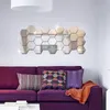 Adesivo de parede de espelho geométrico hexágono 3D acrílico DIY adesivo decorativo autoadesivo