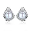 Shell Pearl Stud Earrings S925 Silver Freshwater Pearl Vintage Earrings European Fashion Women Earrings Women Wedding Party Valentine's Day Gift Brand Jewelry SPC