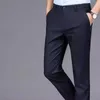 Men's Suits Business Trousers Soft Thickened Plush Pants Wrinkle-free Straight Leg Mid Waist Elastic For Office Men