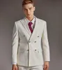 Herrenanzüge Blazer Elfenbein gestreifter Blazer Revers Zweireiher Hochzeit Smoking Outfits Luxus Masculino Slim Fit Kostüm Homme 231114