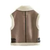 Gilets pour femmes Gilet de fourrure femmes fausse peau de mouton gilet de fourrure chic dame faux cuir polaire gilet chaud femme veste sans manches automne hiver 231114