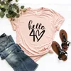 T-shirt femme Hello Forty Shirt Hello 40 Tshirt 40e anniversaire T-shirt anniversaire voyage chemise cadeau d'anniversaire unisexe graphique t-shirts femme t-shirts 230414